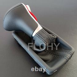 AT Gear Shift Knob Leather Black Gaiter Boot For Audi A3 A4 B8 A5 A6 C6 Q5 Q7