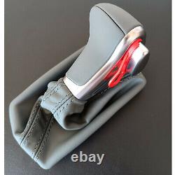 AT Gear Shift Knob Leather Gray Gaiter Boot For Audi A3 A4 B8 A5 A6 C6 Q5 Q7