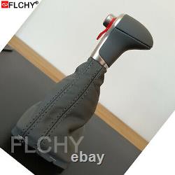 AT Gear Shift Knob Leather Gray Gaiter Boot For Audi A3 A4 B8 A5 A6 C6 Q5 Q7