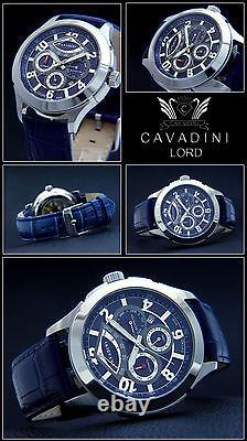 Cavadini Calendar Men's Automatic Watch Japanese Caliber Miyota 9100 Blue