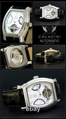 Cavadini Watch Automatic Voyeur Stainless Steel Date Retrograde Gear Reserve