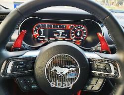 Red Carbon Fiber Steering Wheel Paddle Shifter Extension Cover For 15-21 Mustang