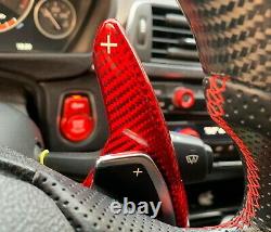Red Carbon Steering Wheel Paddle Shifter Extension For BMW 2 3 4 5 6 X1 X4 X5 X6