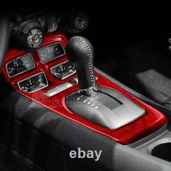Red Gear Shift Console Cover HARD Carbon Fiber Automatic For Camaro 2010-2015