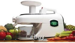 TRIBEST Juice Extractors and Food Processors with Jumbo Twin-Gear System, White